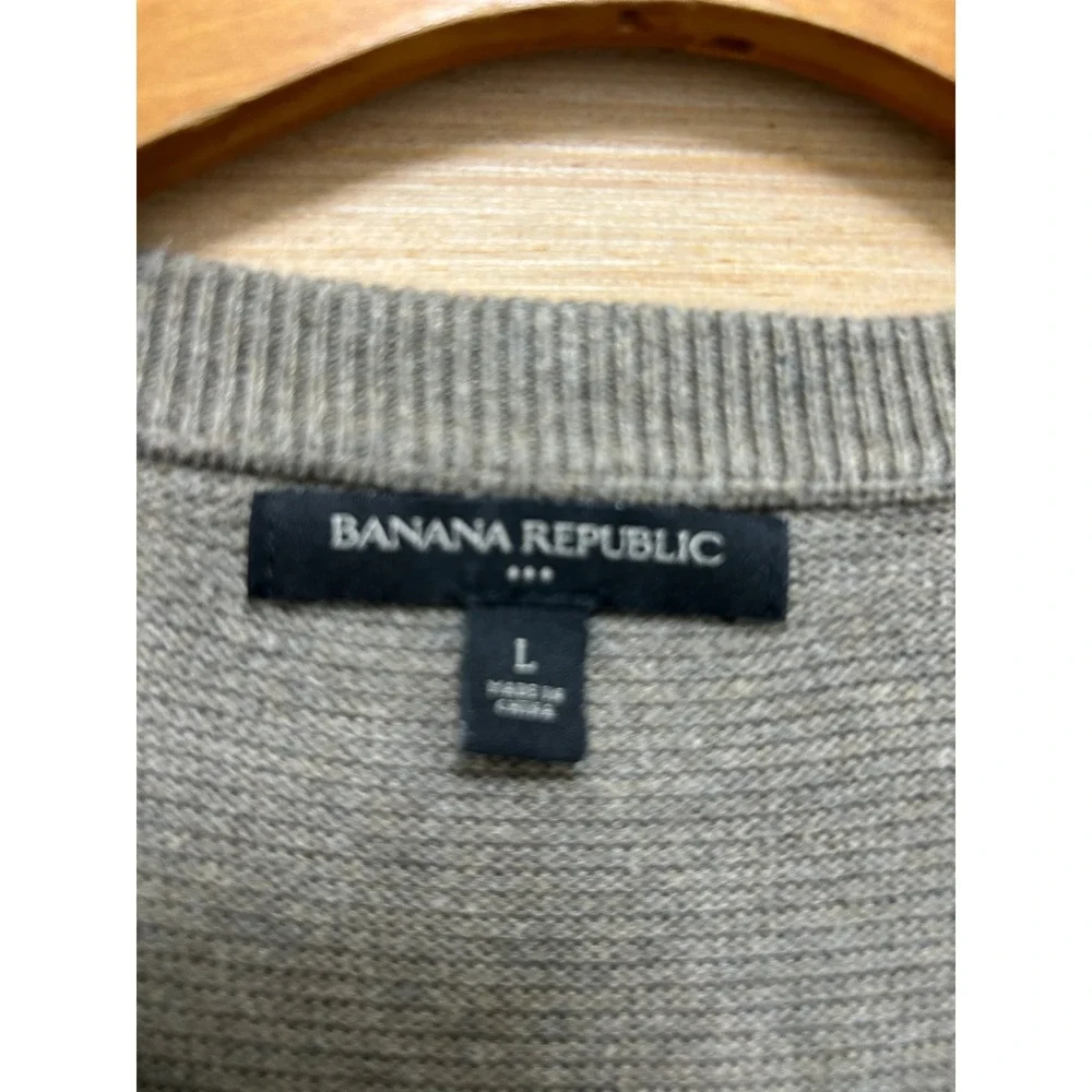 Banana Republic Mens‎ Large Grey Textured Stripe Crewneck Knit Sweater